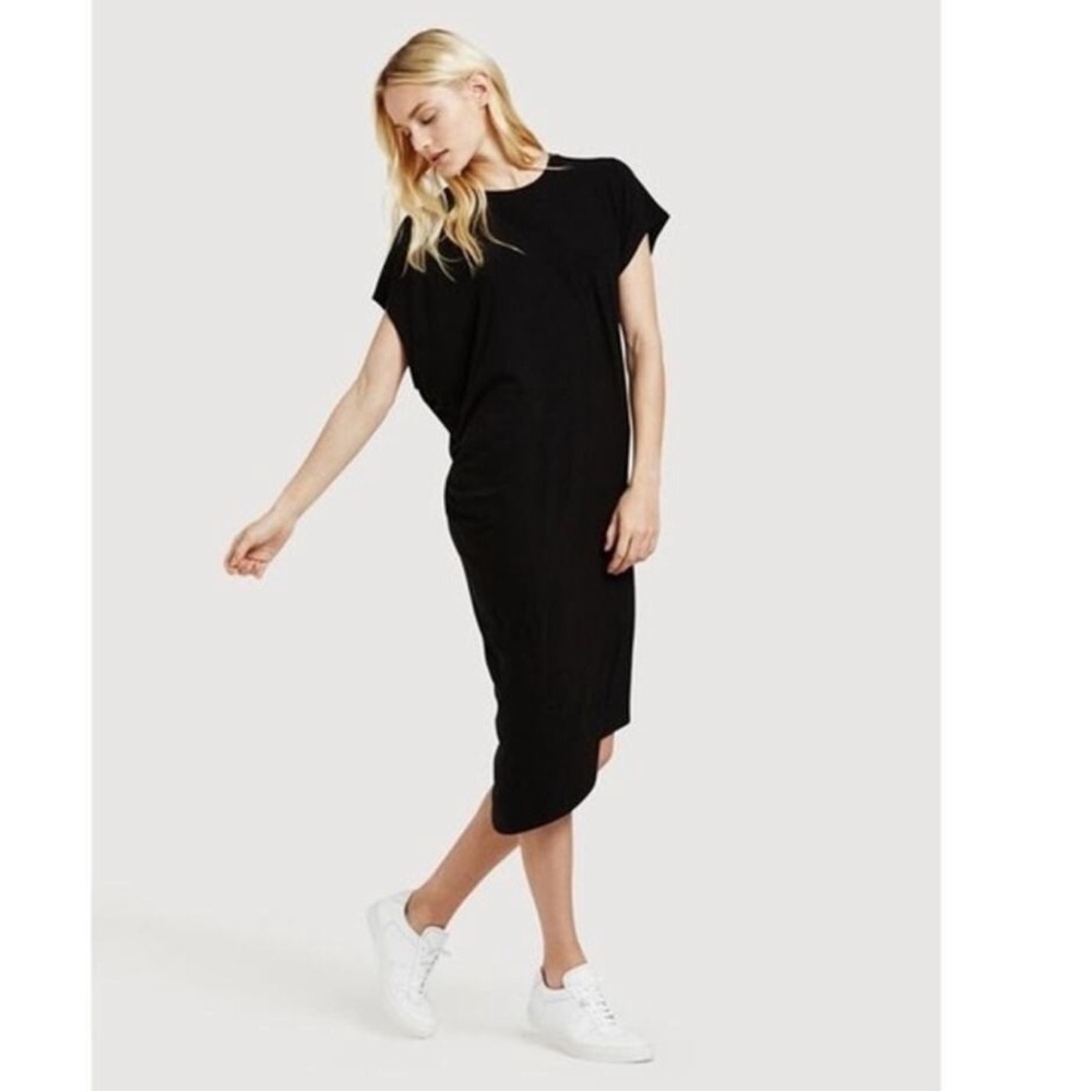 Kit and Ace Drape Wave Black Asymmetric T-Shirt Dress Size Medium 6